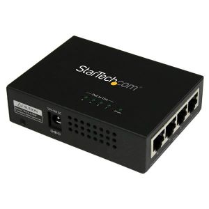 StarTech.com Gigabit-midspan med 4 portar - PoE+-injektor - 802.3at/af