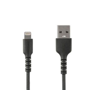 StarTech.com 1m tålig svart USB-A till Blixtkabel - Tungt, robust aramifiber USB typ A till Blixtladdare/synkron strömsladd - Apple MFi-certifierad iPad/iPhone 12